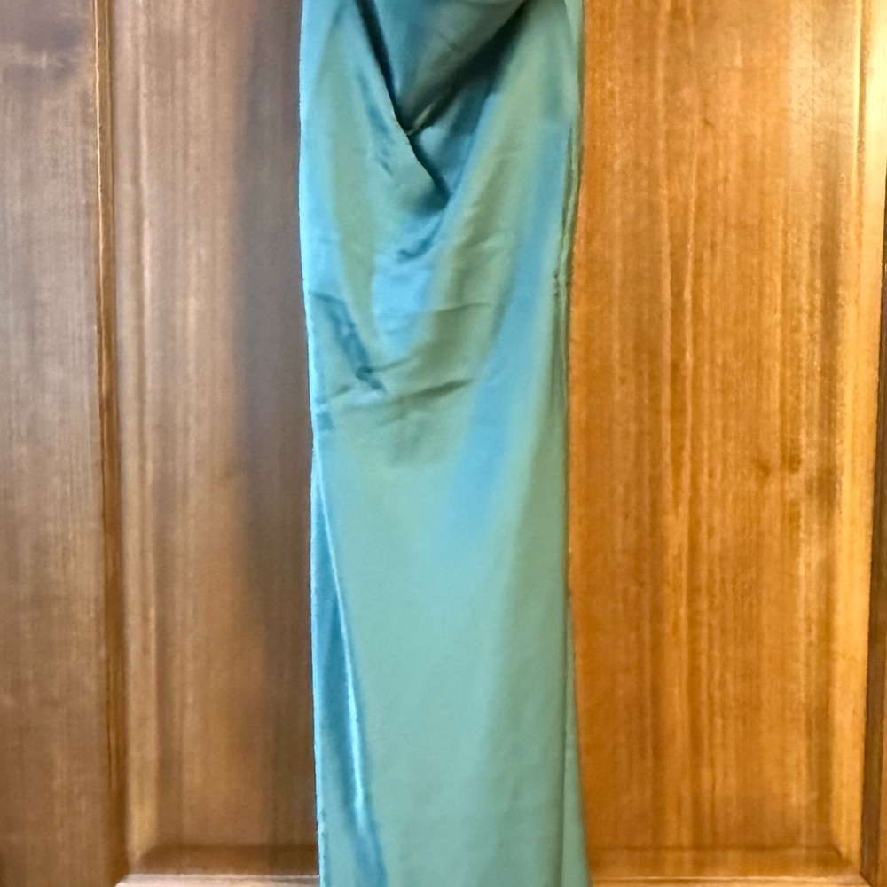 Fashion Nova Teal Satin Midi Dress